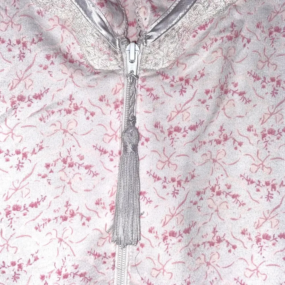 Miss Elaine Gown Women Size Medium Zipper Front Cotton Floral !
